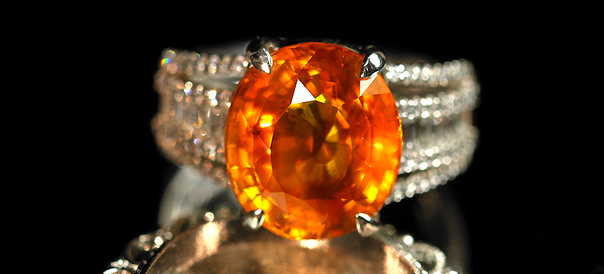 ゴールデンサファイア 10ct ダイヤモンド プラチナ リング（指輪