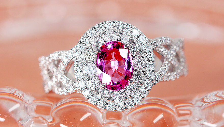 ピンクサファイア 1.0ct ダイヤモンド 0.7ct プラチナ950 リング(指輪 ...