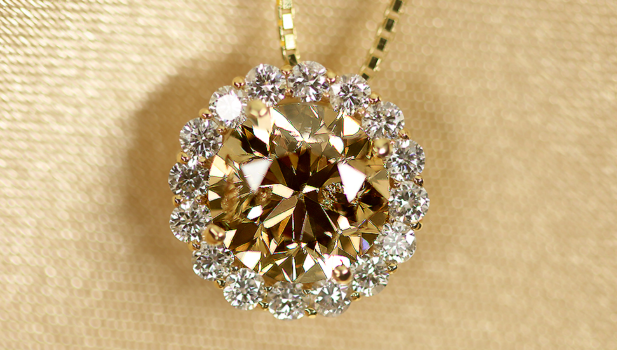 ブラウンダイヤモンド 2.1ct ダイヤモンド 0.4ct ゴールド ネックレス ...