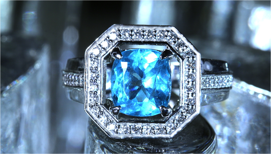 ネオンブルー アパタイト 約2.1ct ダイヤモンド プラチナ リング(指輪 ...