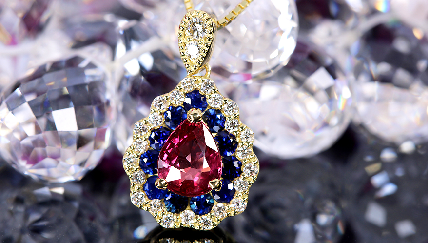 15,835円最終価格　K18　天然ダイヤモンドと綺麗なルビーのネックレス