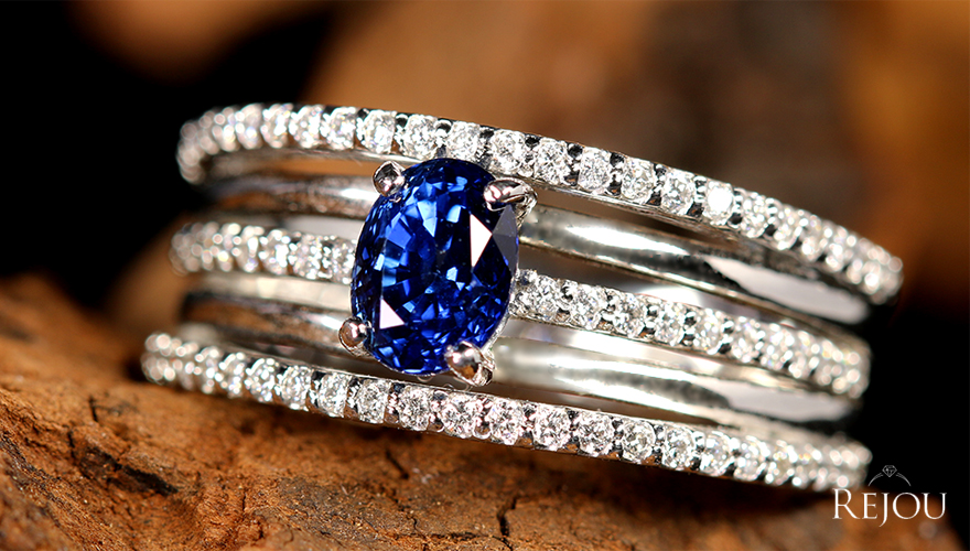 ロイヤルブルーが美しい！天然サファイアとダイヤモンドのリング-