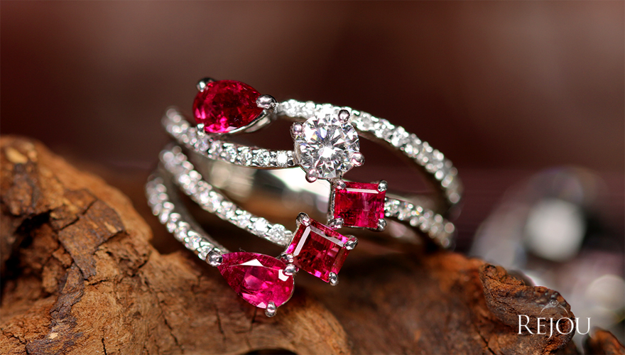 プラチナ ダイヤモンド リング 指輪 赤宝石