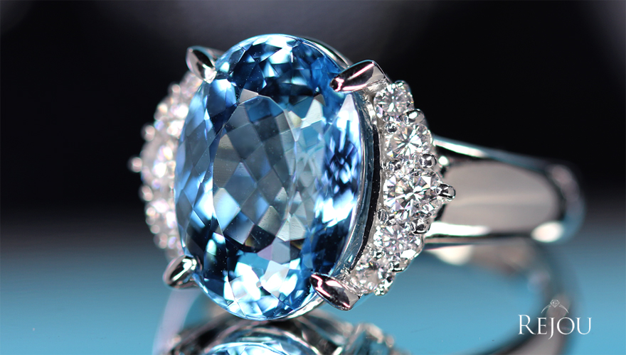★1.04ct★✨アクアマリン&0.65ctダイヤモンドプラチナリング指輪