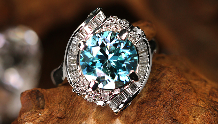 新着＞ブルージルコン 5.0ct ダイヤモンド 0.5ct プラチナ リング(指輪 ...